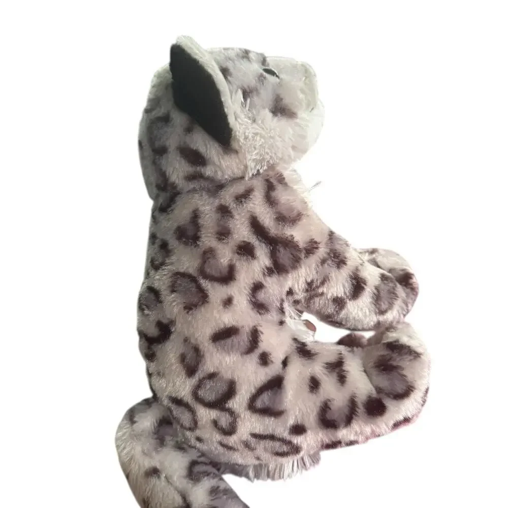 Wild Republic Snow Leopard Plush 12” Gray Black Spotted Big Cat Blue Eyes Kids